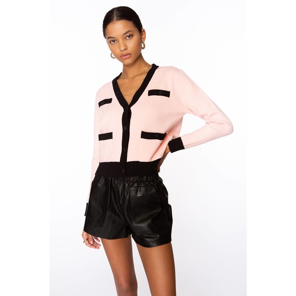 EllandEmm Sweetheart Cardigan Sweater Pink & Black Women's XS NWT - Picture 2 of 2